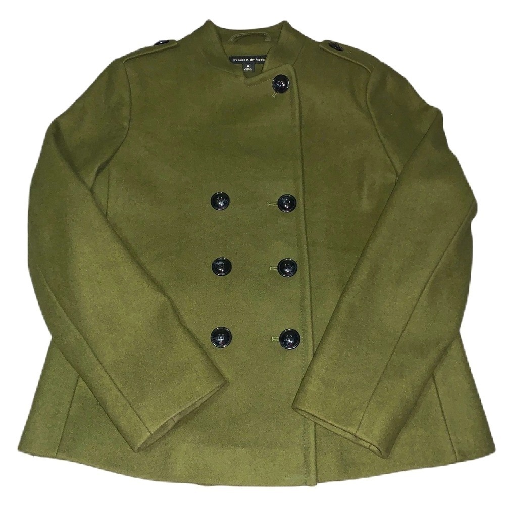 Preston & York Wool Pea Coat Olive Green Size Medium Women Beautiful EUC - Picture 4 of 9